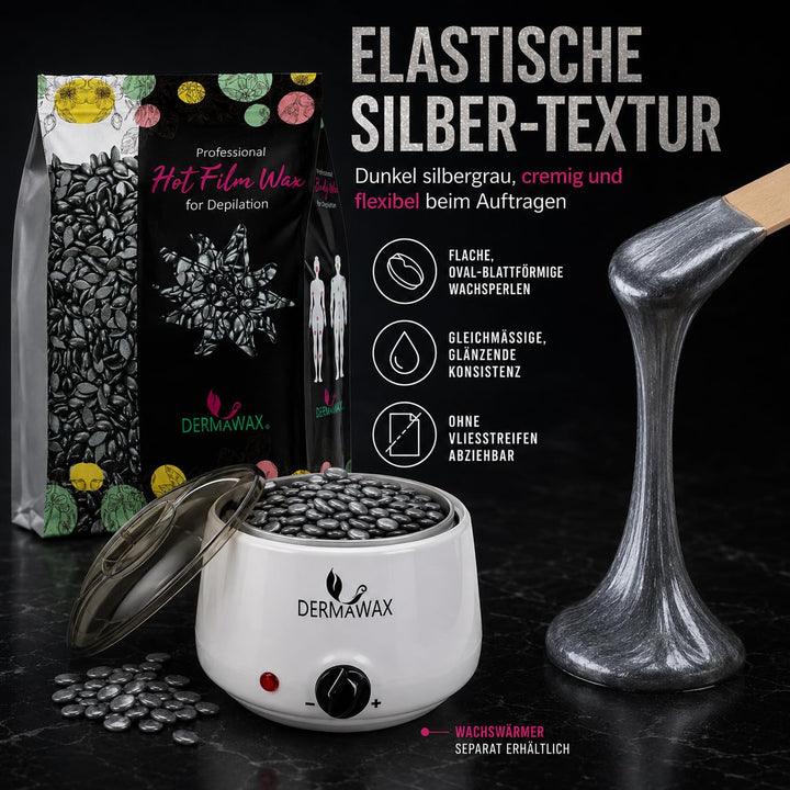 Dermawax Black 500g Wachsperlen – Starkes Heisswachs für Männer & Frauen – Entfernt Brust-, Rücken-,