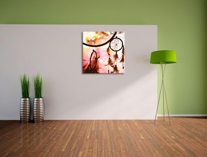 Pixxprint Traumfänger bei Sonnenuntergang als Leinwandbild/Grösse: 70x70 cm/Wandbild/Kunstdruck/fert