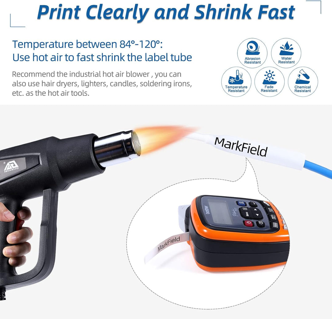 MarkField Kompatible Schriftband Schrumpfschlauch HSe-211 HSe211 5.8mm Bänder Schwarz auf Weiss Komp