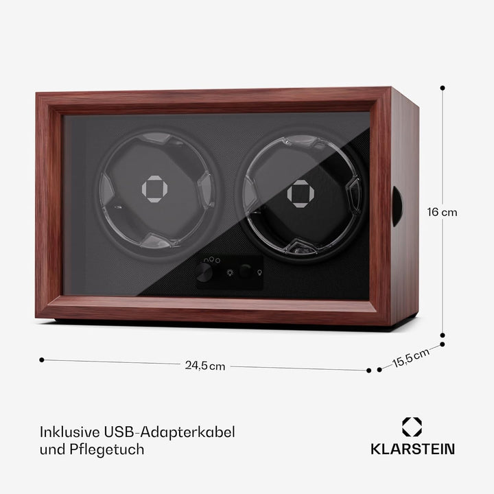 Klarstein Uhrenbeweger für Automatikuhren, Automatik-Uhrenbeweger für 2 Uhren mit Acryl-Tür, Automat
