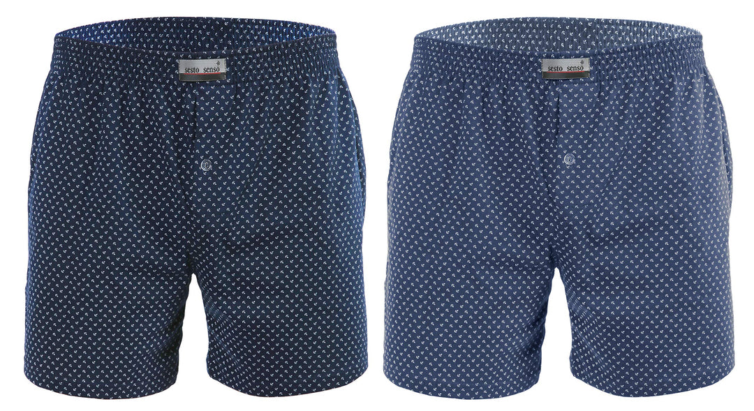 Sesto Senso Schlafanzughose Herren Kurz Baumwolle Pyjamahose 1er 2er Pack XXL 2er pack Anker - Dunke