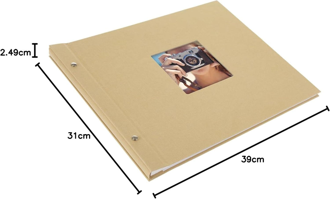 goldbuch 28 606 Schraubalbum Bella Vista Beige, Fotobuch 39 x 31 x 2,5 cm, Foto Album 40 weisse Seit