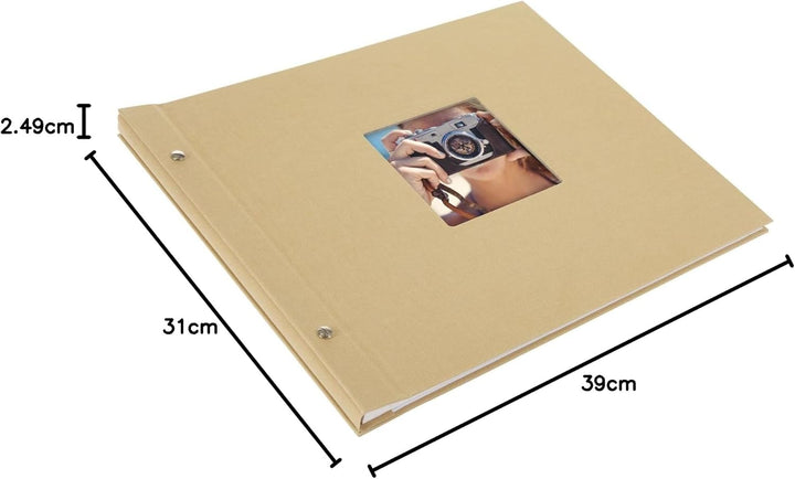 goldbuch 28 606 Schraubalbum Bella Vista Beige, Fotobuch 39 x 31 x 2,5 cm, Foto Album 40 weisse Seit
