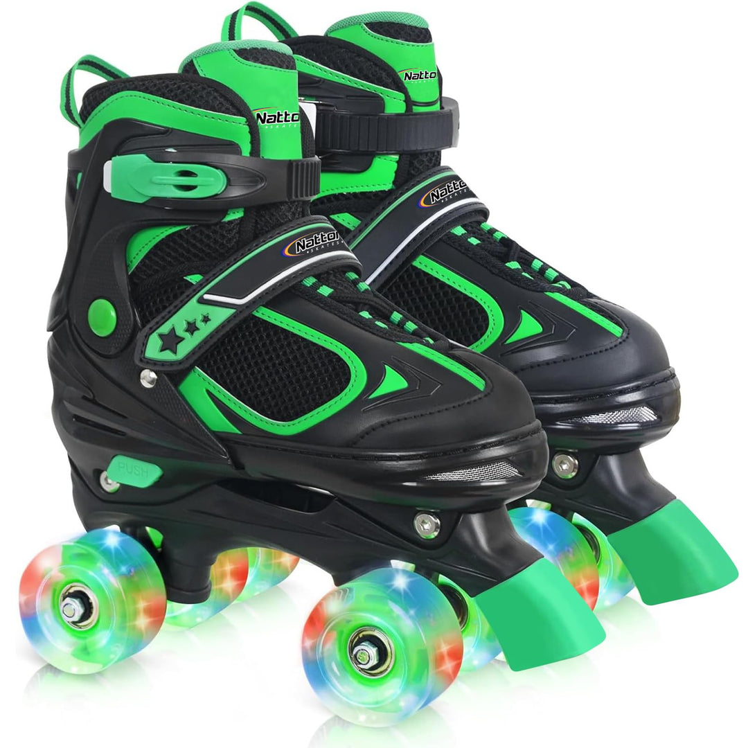 Nattork Kinder Rollschuhe für Jungen Mädchen, 4 Grössen Verstellbare Quad Skates, Roller Skates mit