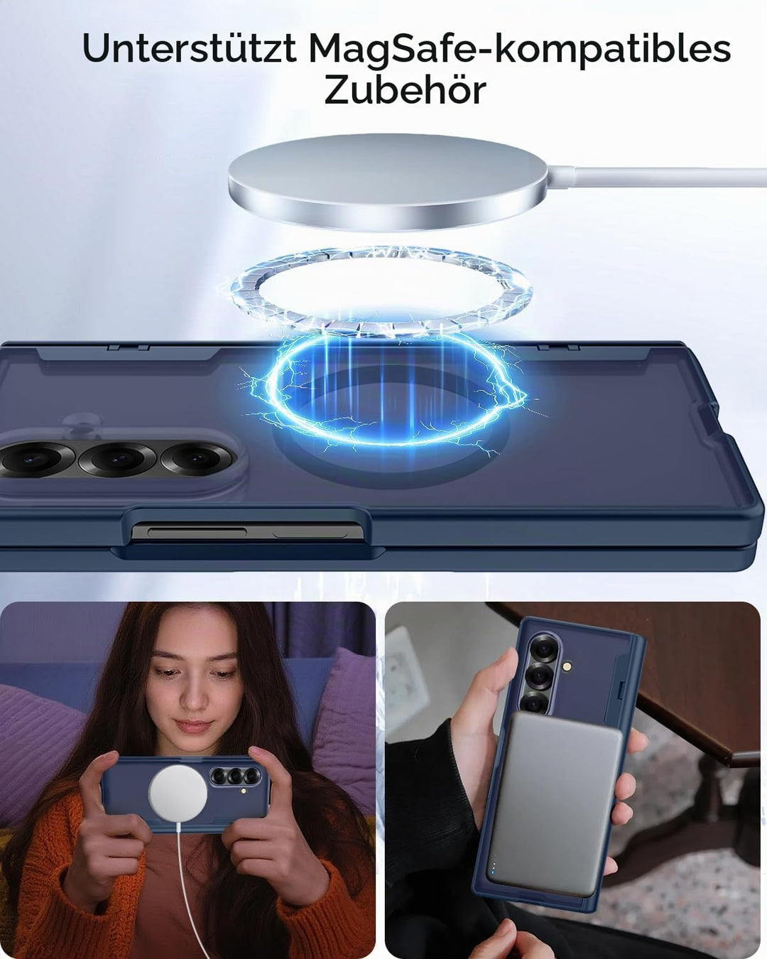 Miimall Kompatibel mit Samsung Galaxy Z Fold 7 Magnetisch Hülle, Anti-SPY Displayschutz &amp; Scharniers