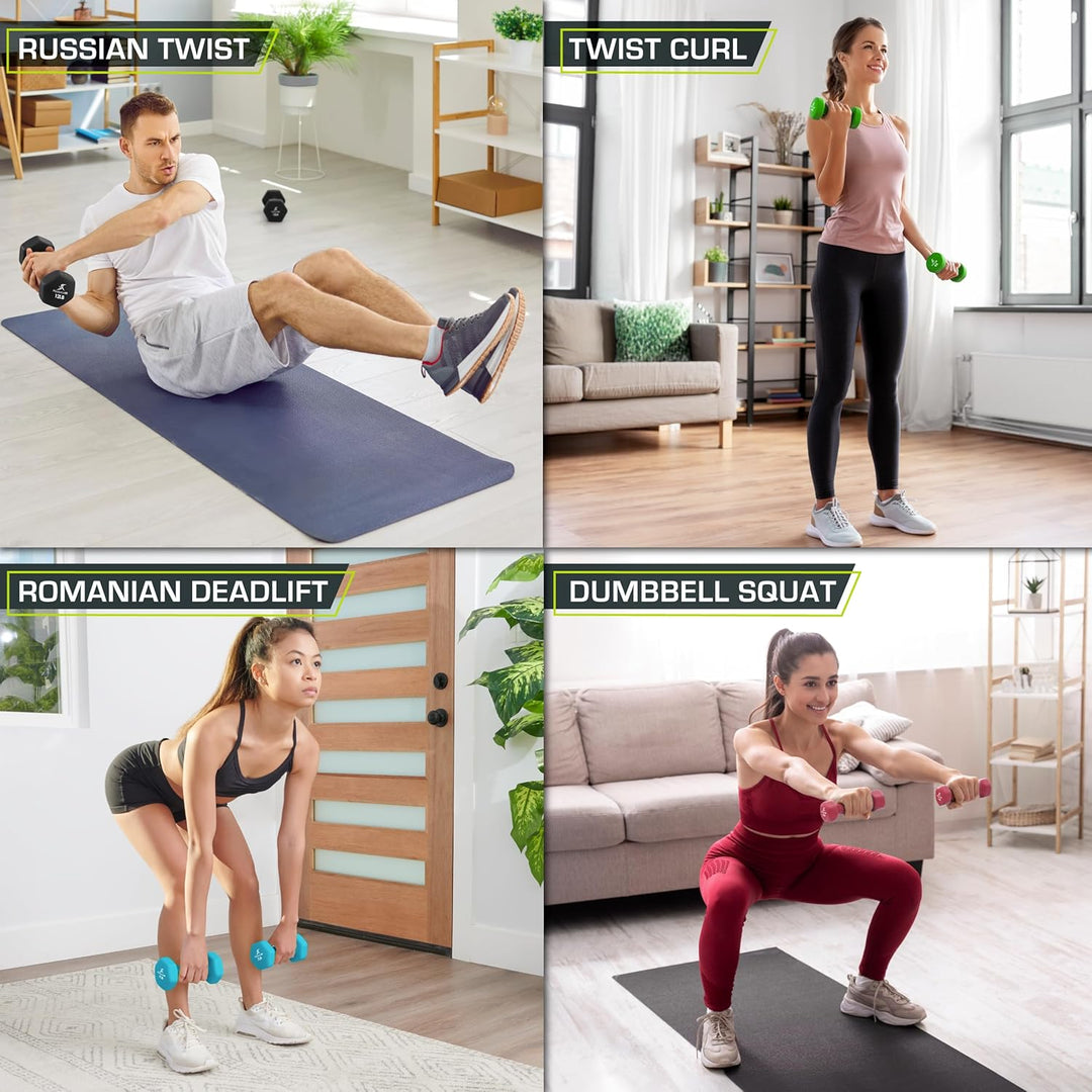 ProsourceFit 2er Set Neopren Kurzhanteln beschichtet für rutschfesten Griff Aqua, Aqua