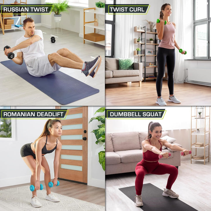 ProsourceFit 2er Set Neopren Kurzhanteln beschichtet für rutschfesten Griff Aqua, Aqua