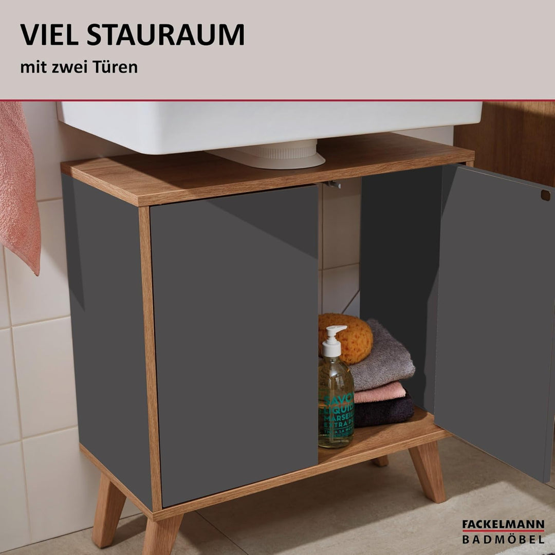 FACKELMANN Finn Waschbeckenunterschrank (60 x 50 x 30,5 cm) – Unterschrank für Waschbecken mit Aussp