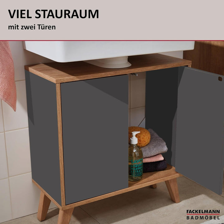 FACKELMANN Finn Waschbeckenunterschrank (60 x 50 x 30,5 cm) – Unterschrank für Waschbecken mit Aussp