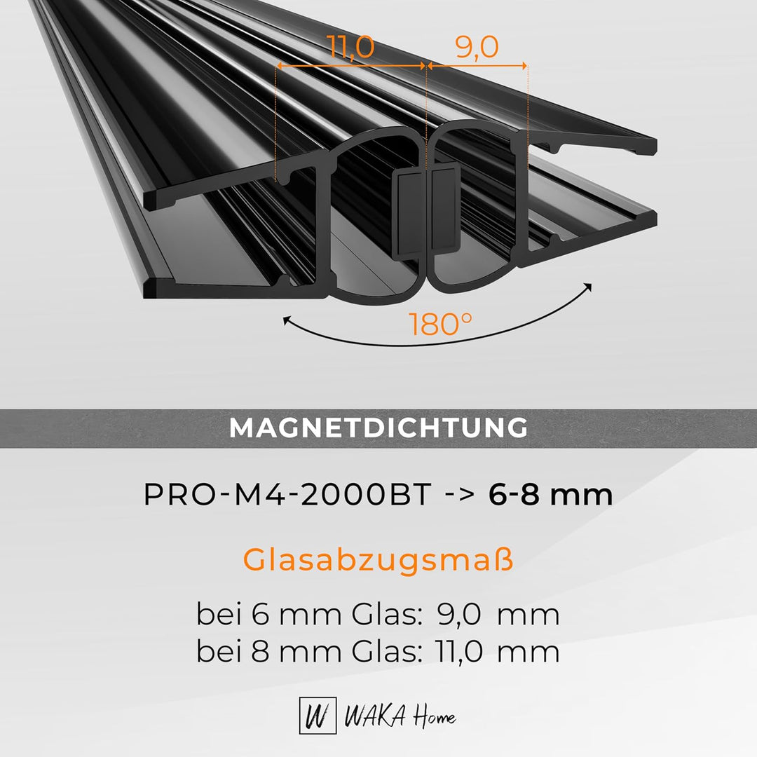 WAKA Premium SET Magnet - Duschdichtung & Duschtür PRO-M4 Duschdichtungen für Duschtüren Optisch Sch