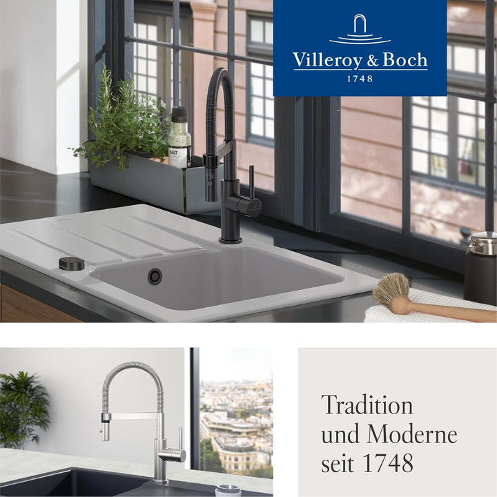 Villeroy &amp; Boch Steel Expert Compact | Hochdruck | Einhand-Küchenarmatur mit schwenkbarem Auslauf un