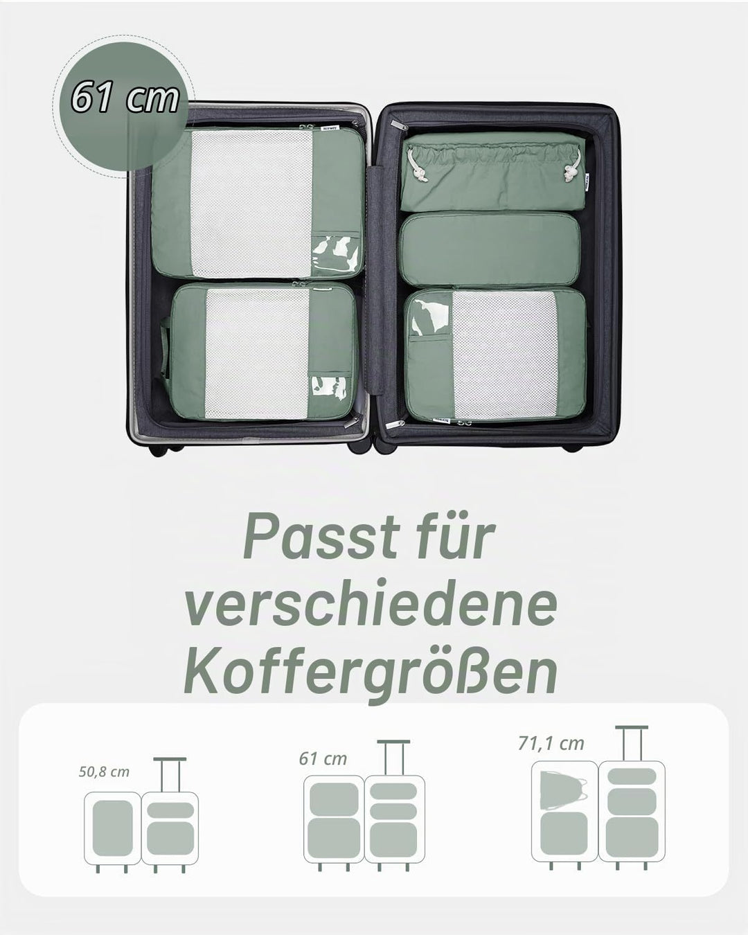 Narwey 5 Stück Koffer-Organizer, Kompressionstasche für Reisen, Kompressionswürfel, Organizer für Ko