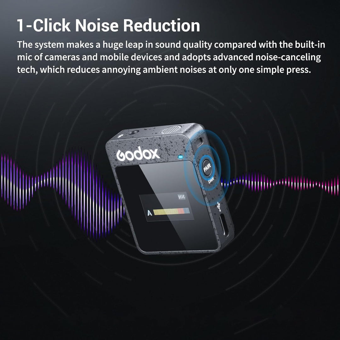 Godox MoveLink II M2 Drahtloses Mikrofonsystem (2 TX + 1 RX + Ladekoffer), 2.4G Wireless Noise Cance