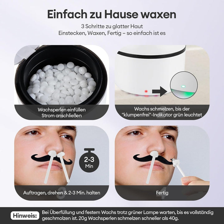 Nasenwachs-Set für Männer und Frauen, 40 g Fassungsvermögen, Nasenhaarentfernung mit Anti-Verlust-De