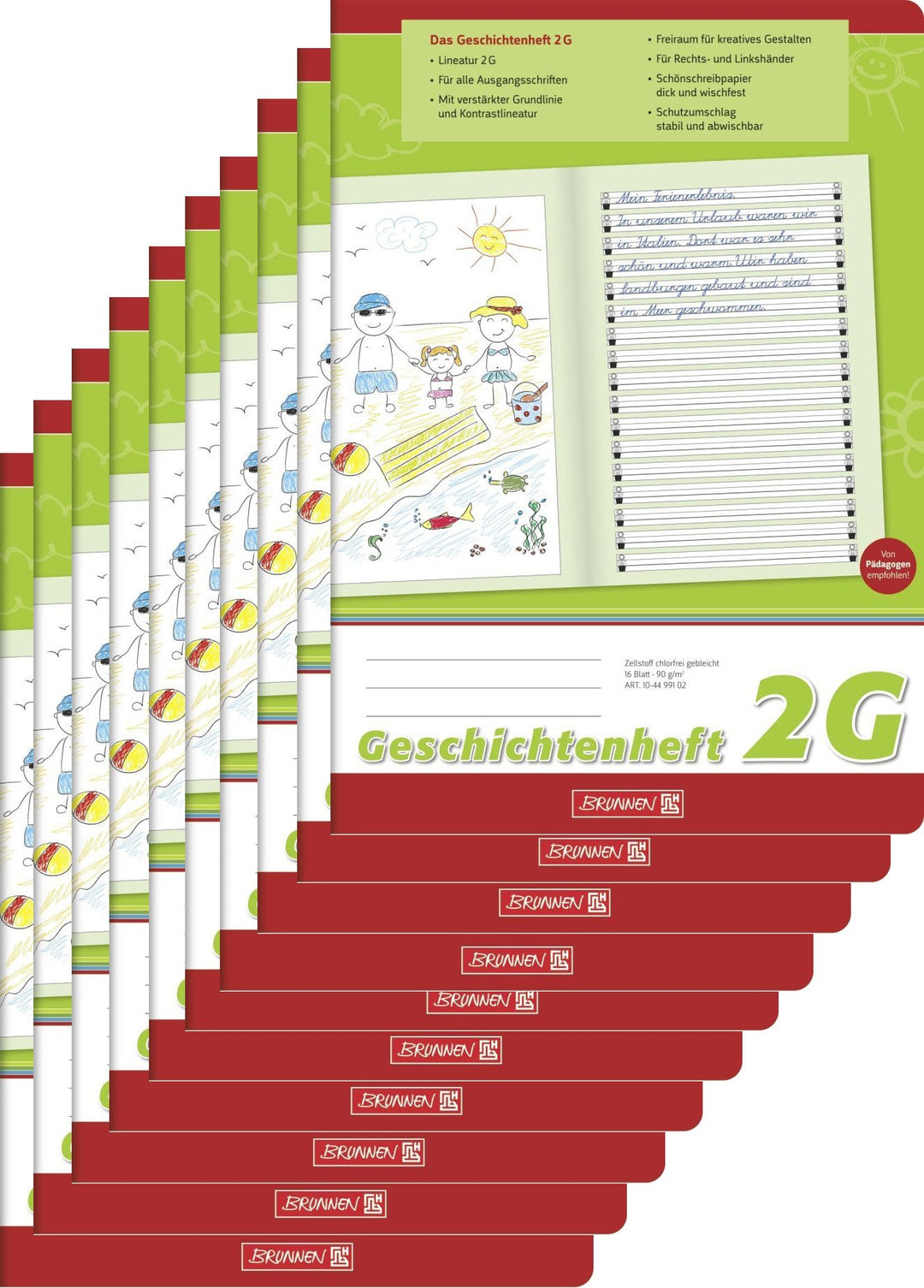 10er Pack Geschichtenheft A4 Lin. 2G
