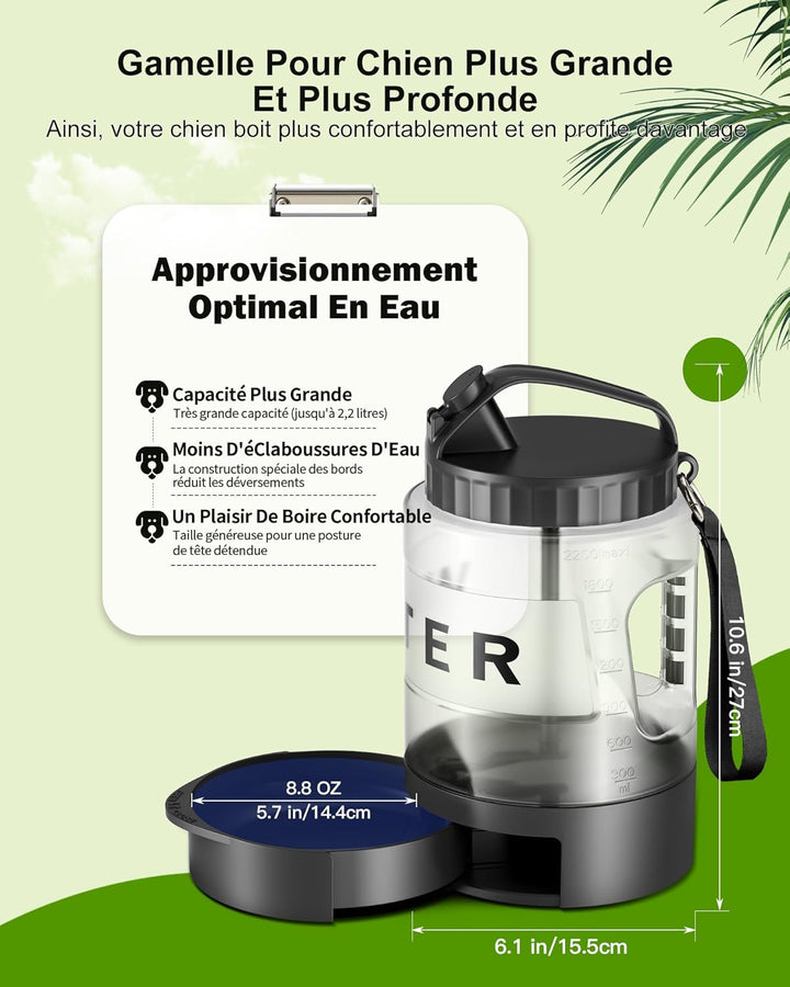 lesotc 2200 ml Trinkflasche für Hunde, Tragbare XXL extra grosse Hundetrinkflasche für unterwegs – C