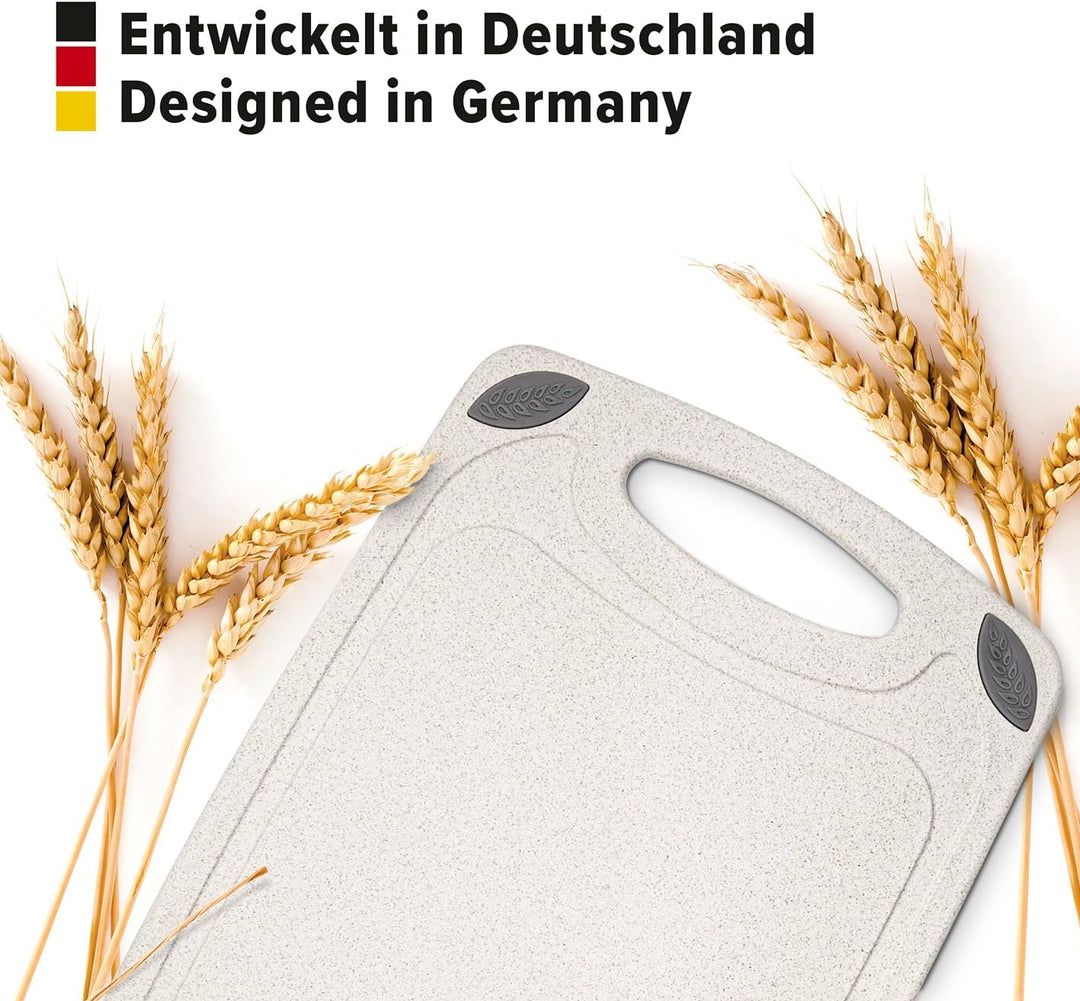 EXITOSO Schneidebrett Rutschfest Spülmaschinenfest 2er Set mit Weizenstroh - Schneidebretter Jausenb