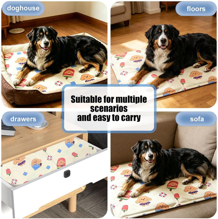 Kühlmatte Hund Katze Selbstfüllend 60×90cm,XL Kühldecke Hund Mit Ungiftigem Dünnes Gel,Faltbar leich