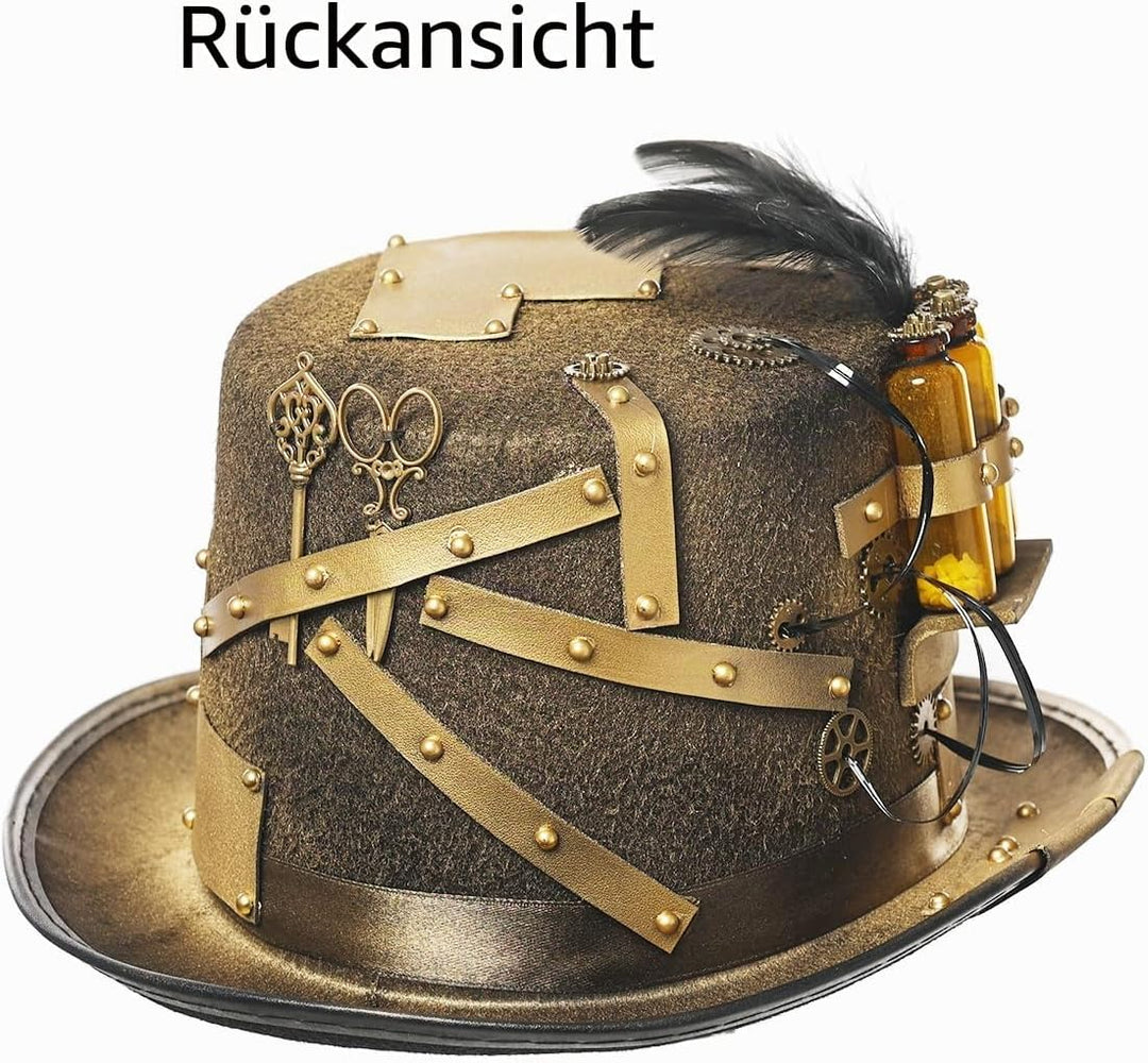 GRACEART Steampunk Hut Vintage Zahnräder und Nieten Hut Steampunk Zylinder L Style02, L Style02