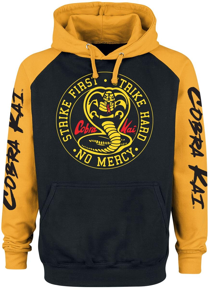 Cobra Kai Strike First Männer Kapuzenpullover schwarz/gelb Fan-Merch, Filme, TV-Serien M