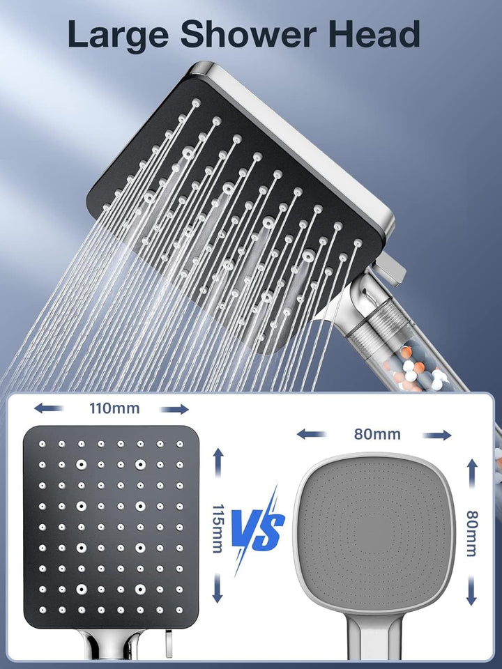 YEAUPE PRO Duschkopf mit Filter, quadratisch, reine Dusche, Badezimmer-Duschkopf (115 x 100 mm), Dus