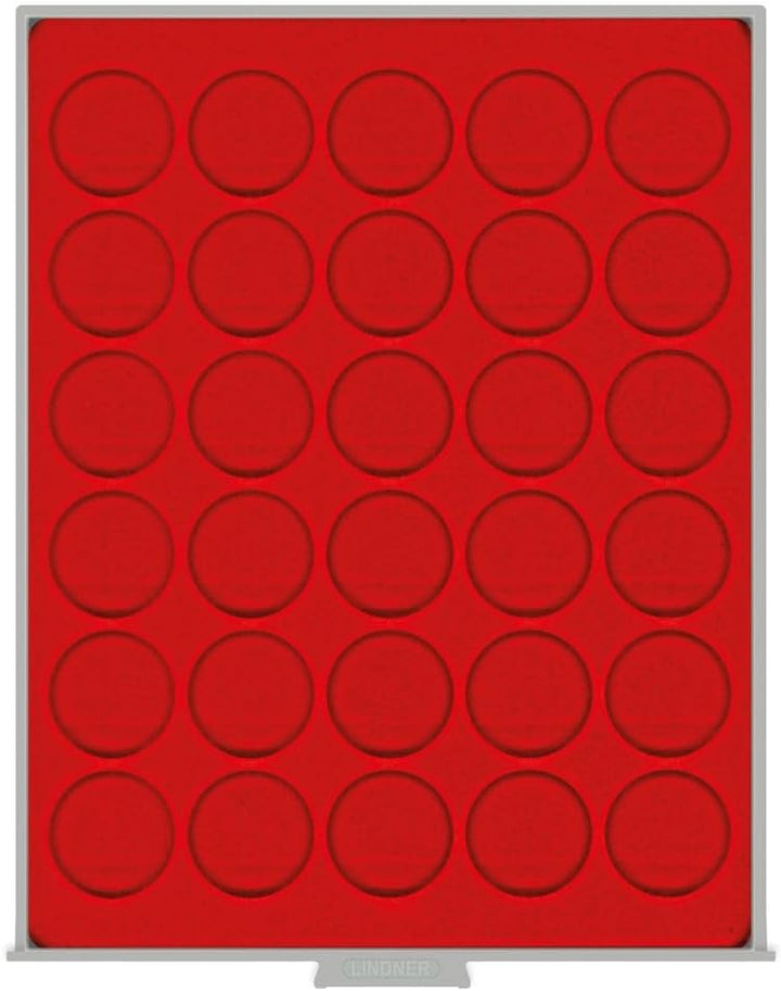 LINDNER Das Original Münzbox Standard mit 30 runden Vertiefungen für Münzen mit Ø39 mm