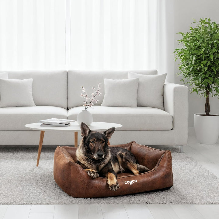 CopcoPet – orthopädisches Hundebett Emma in Wildlederoptik – Hundekörbchen mit abnehmbarem, waschbar