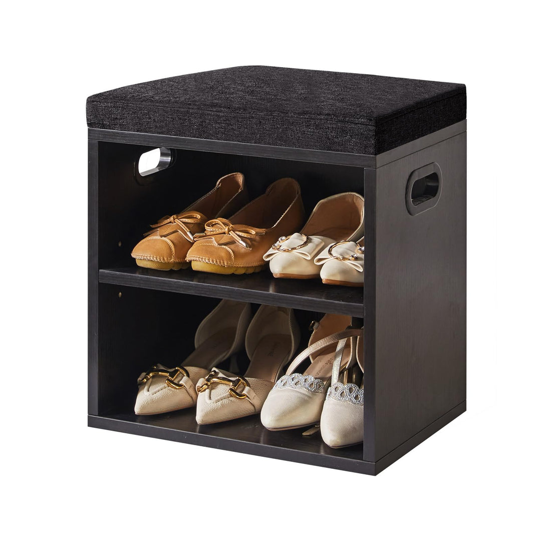 YMYNY Schuh Aufbewahrungsbank mit Sitzkissen, 2-Tier Schuh Rack mit gepolstertem Sitz, justierbarer