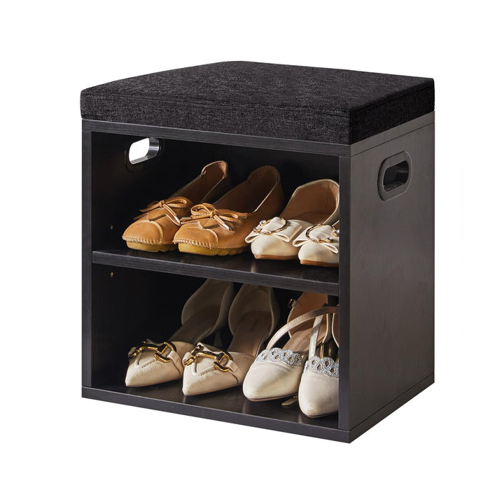 YMYNY Schuh Aufbewahrungsbank mit Sitzkissen, 2-Tier Schuh Rack mit gepolstertem Sitz, justierbarer