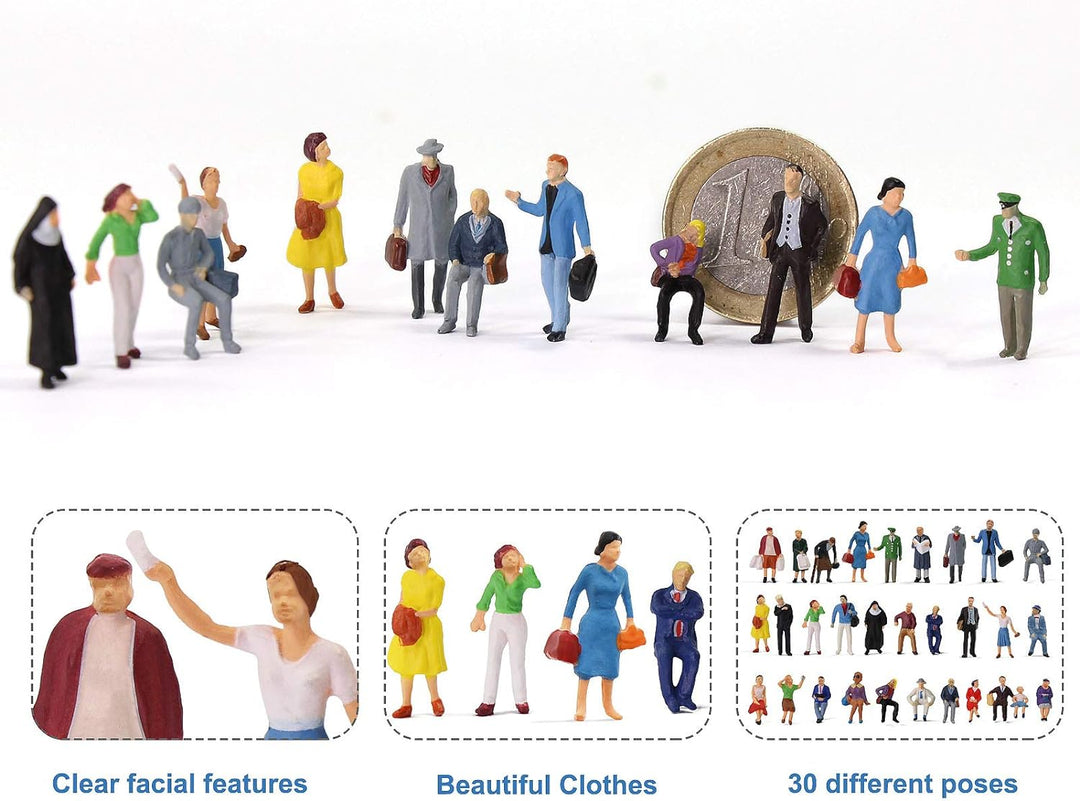 Evemodel Spur H0 1:87 Sitzende Stehende Figuren Personen Modellbausatz Passagiere (60Stk)