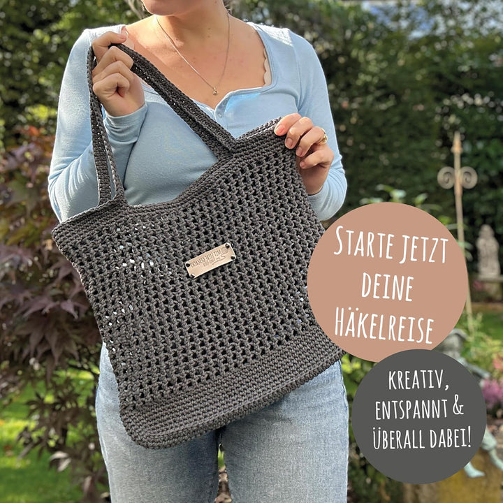 HÄKEL LIESE Häkelset Für Anfänger - Strandtasche Damen, Häkel Set für Anfänger Erwachsene, Häkelnade