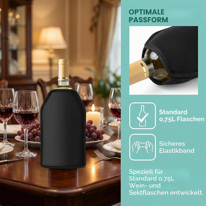 2 Stück Weinkühler Manschette Flaschenkühler Schwarz Kühlmanschette Weinflaschen Champagner Kühler M