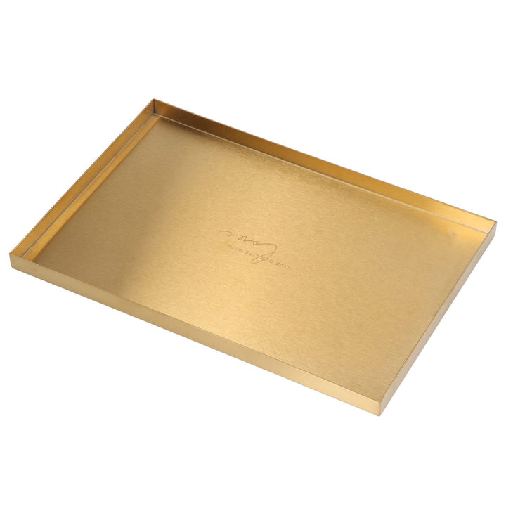 AMONIDA Deko Tablett, Gold Edelstahl Tablett Schlichtes Goldenes Tablett Im Europäischen Stil Für Wo