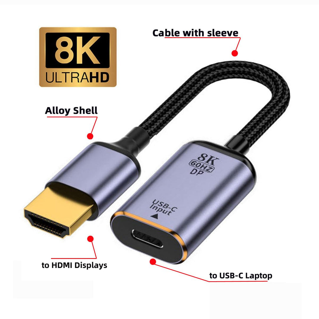 Xiwai USB-C Typ C Buchse Quelle zu HDMI Senke HDTV Kabel 8K@60hz 4K@120hz für Tablet Telefon Laptop