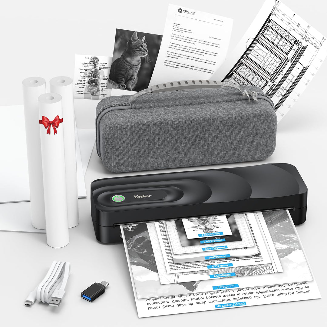 Tragbarer Thermodrucker A4 Bluetooth-Thermodrucker ohne Tinte, unterstützt US/A4 Thermopapier kompat