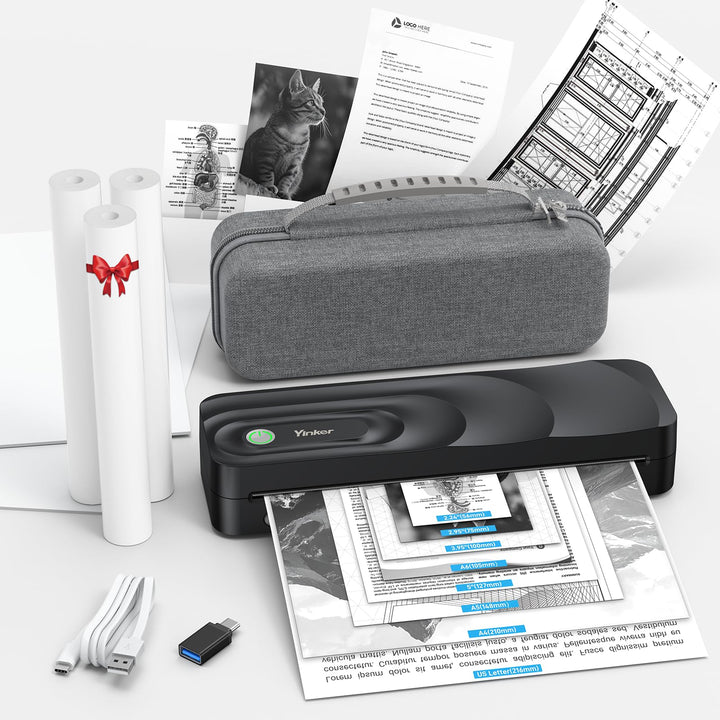 Tragbarer Thermodrucker A4 Bluetooth-Thermodrucker ohne Tinte, unterstützt US/A4 Thermopapier kompat