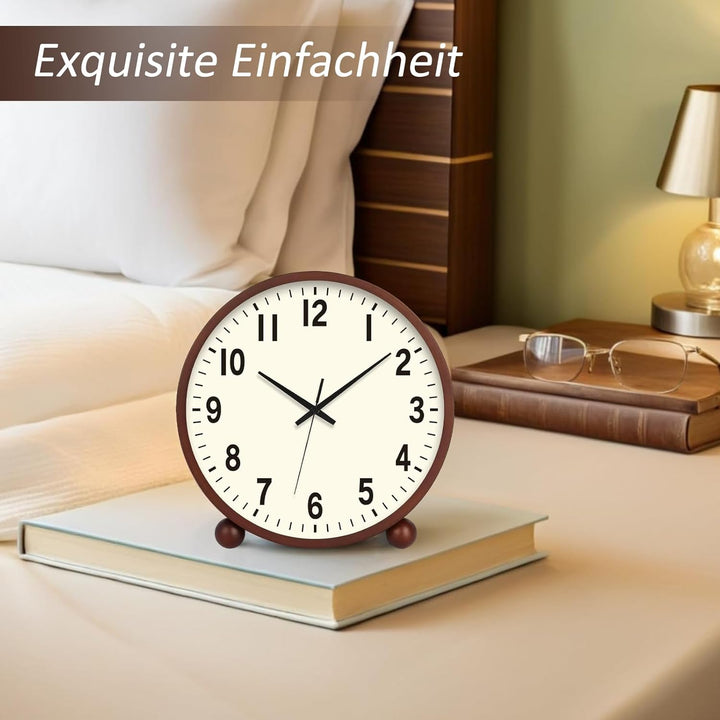 BVI BOOMERVIVI Tischuhr 21 cm, Holz Tischuhr ohne Ticken mit Lautlosem Uhrwerk, Batteriebetrieben, T