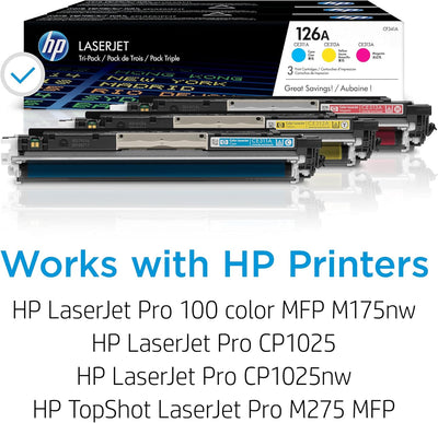 HP 126A CF341A 3er-Pack, Original Tonerkartuschen, HP LaserJet Pro Drucker, Cyan, Magenta, Gelb Mult