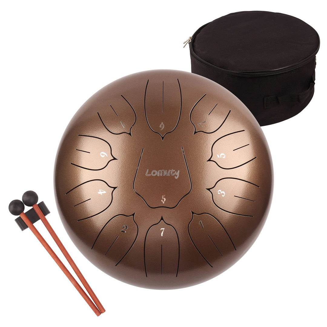 LOMUTY Stahlzungentrommel, 12 Zoll 30 cm Steel Tongue Drum, C-Dur 11 Noten, Handtrommel HandPan Drum