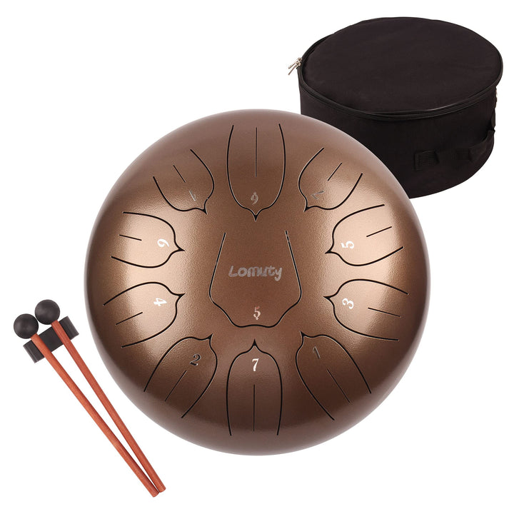 LOMUTY Stahlzungentrommel, 12 Zoll 30 cm Steel Tongue Drum, C-Dur 11 Noten, Handtrommel HandPan Drum
