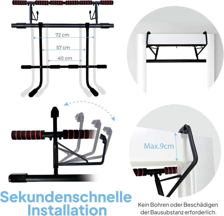 OcioDual Klimmzugstange Türrahmen mit Dip-Station Schraubenlose, Klimzugststange für Tür + Suspensio