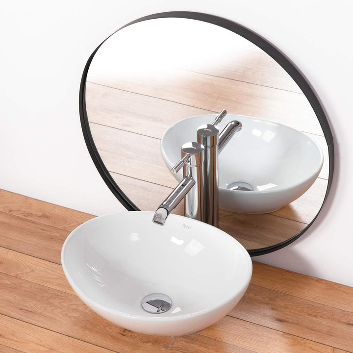 VBChome Waschbecken 40 x 33 klein Keramik Oval Waschtisch Handwaschbecken AUFSATZWASCHBECKEN WASCHSC