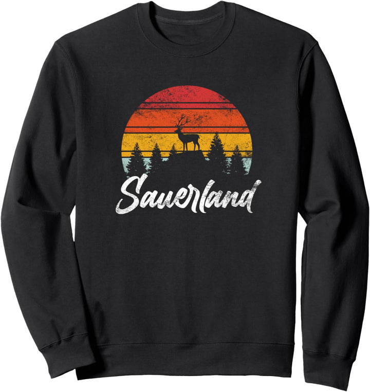 Sauerland Retro Heimat Wandern Hirsch Campen Wald Vintage Sweatshirt