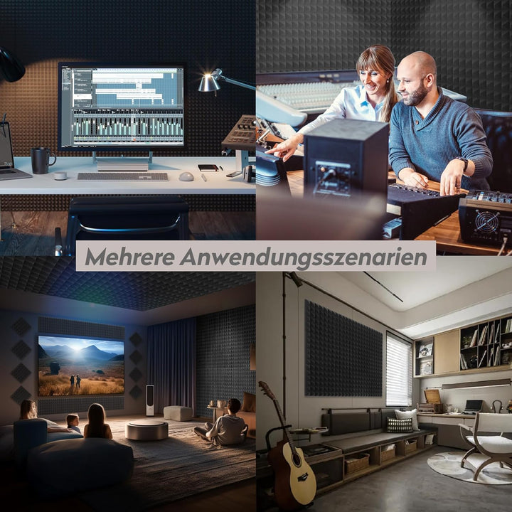 Auslet Akustikschaumstoff Selbstklebend,Schalldämmung Akustikpaneele 24 Stück,Hoher Dichte Schaumsto
