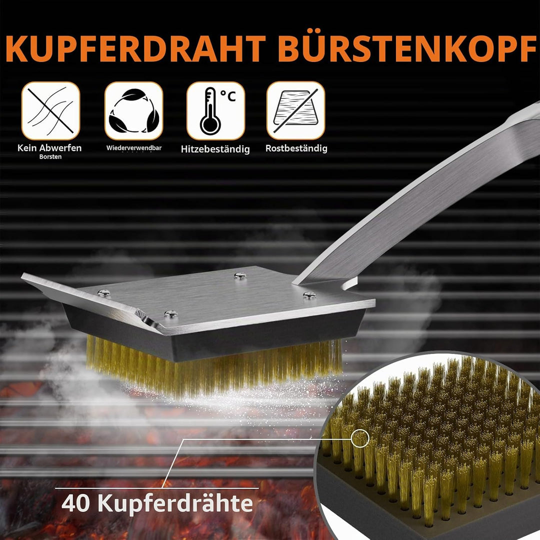 ENLOY Grillbürste und Schaber für Grill, 43,2 cm Grillbürste für Outdoor-Grill, verlängerter Rosenho