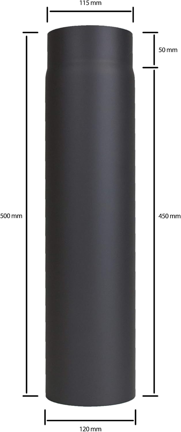 LANZZAS Ofenrohr 500 mm Verlängerung - im Durchmesser Ø 120 mm - Farbe: schwarz - Rauchrohr Kaminroh