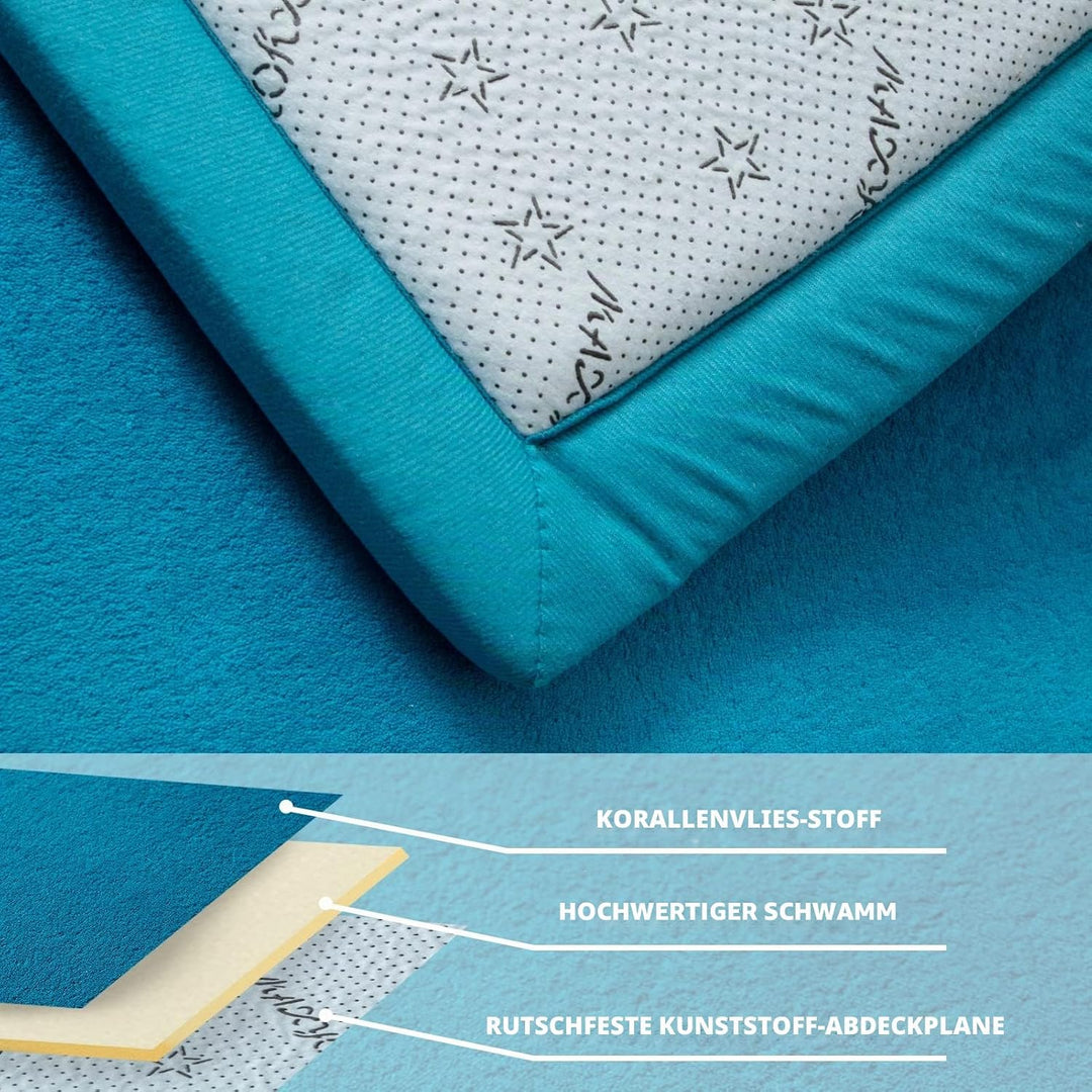 BYBYME Krabbelmatte Baby Korallen Samtmatte Kinderteppich - Extra Dicke 3cm und Weiche Spielmatte -