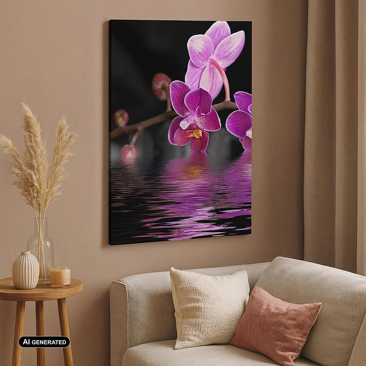 Bilder auf Leinwand Asien exotisch orchidee blume Leinwandbild mit Rahmen 45x80cm Wandbilder Dekorat