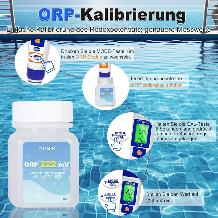ORP Kalibrierlösung, ORP Elektrodenaufbewahrungslösung, ORP 222 mV Kalibrierpuffer mit 2 * ORP Elekt