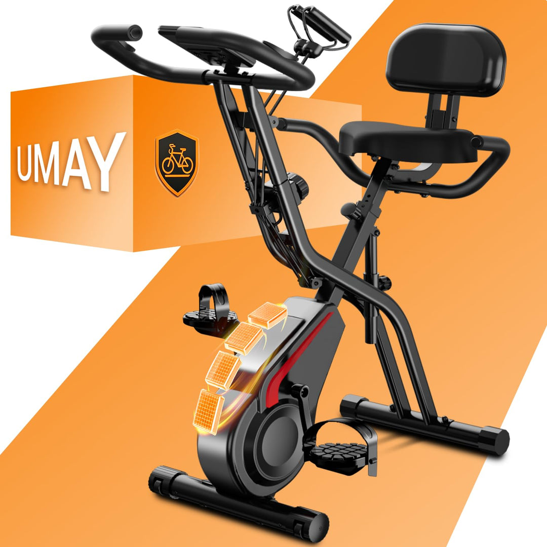 UMAY Heimtrainer Fahrrad Klappbar, Indoor Spinning Bike, Ergometer mit Pulsmessung & LED Display, Ho